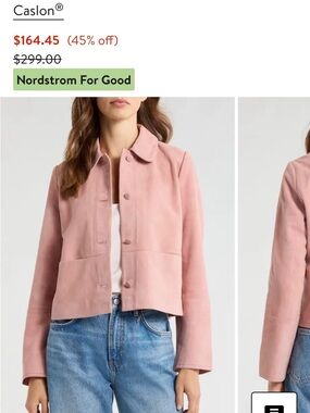 Caslon Pink Suede Cropped Button-Front Jacket